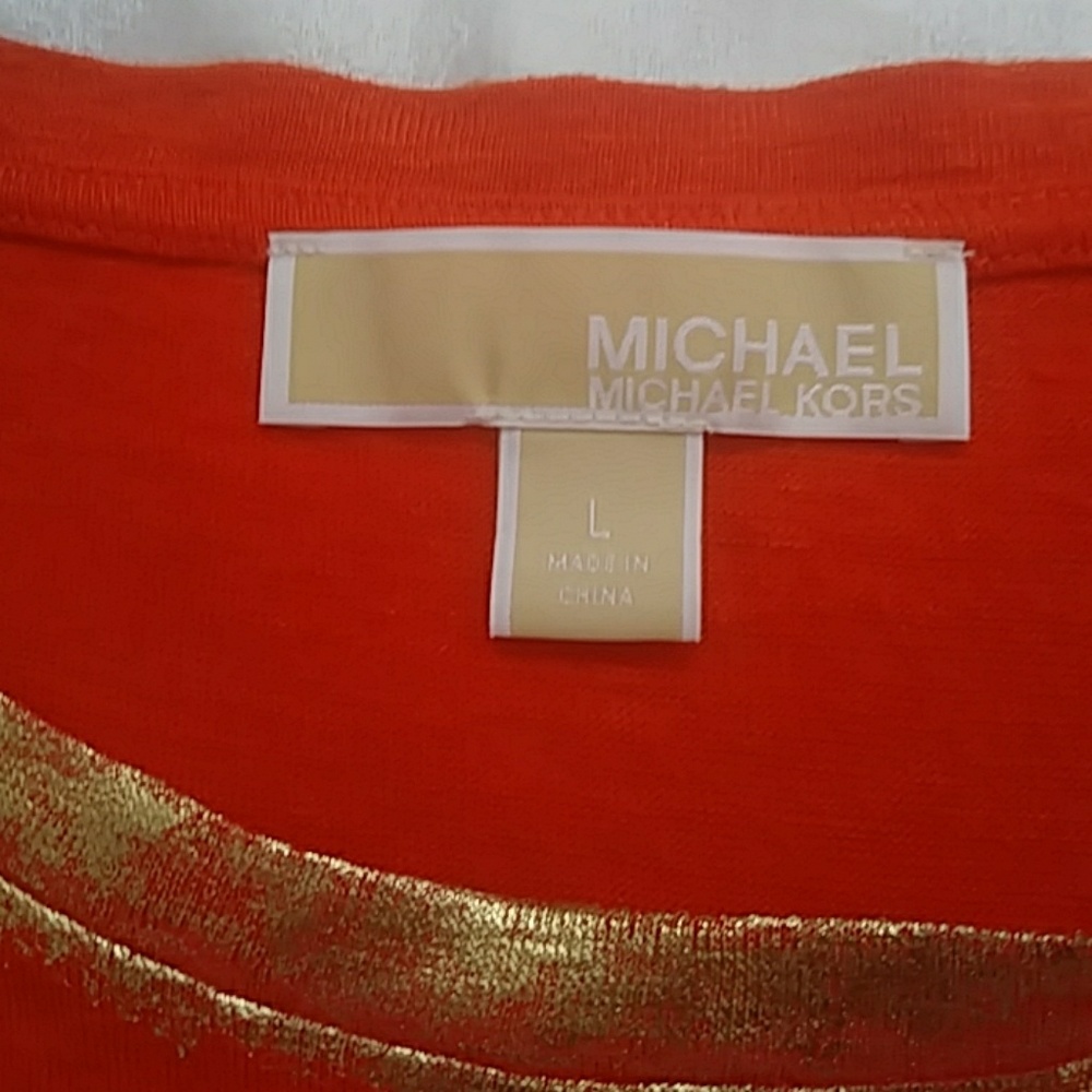MICHAEL KORS Orange short sleeve Gold trim